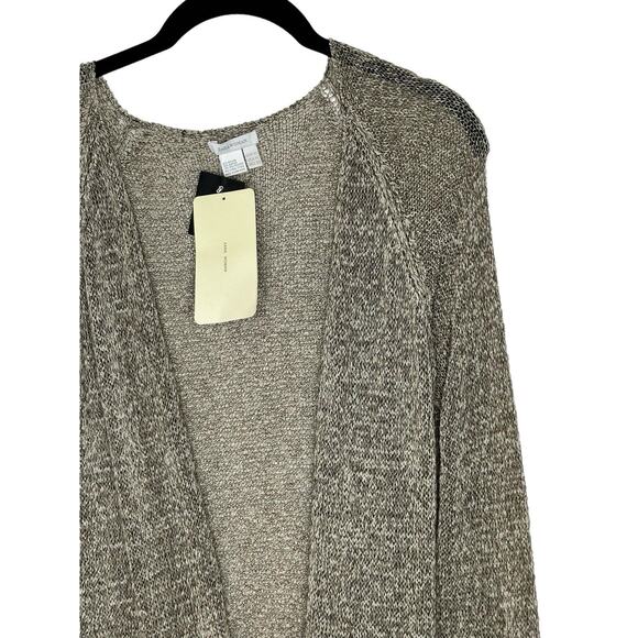 NWT Zara Woman Lightweight Cardigan Sweater Medium Open Front Tie Belt Brown - Picture 4 of 8